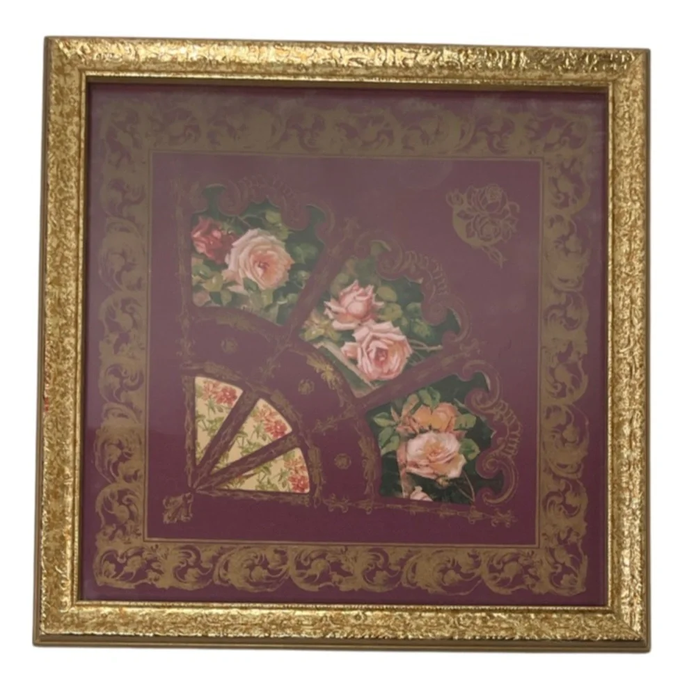 Victorian Floral Ornate Burgundy & Gold Wall Decoration